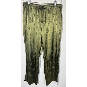 Earthbound Trading Co Women's Green‎ Satin Magic Mushroom Pajama Pants Size L